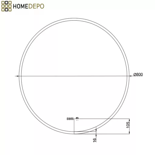 HD Heaven 80 cm széles fali kerek LED okostükör akril kerettel, ambient világítással, mozgásérzékelővel, digitális órával és páramentesítő funkcióval