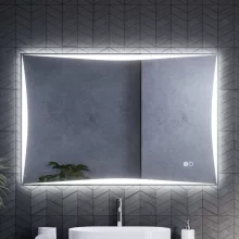 HD Luxor 120x80 cm fali szögletes LED okostükör forgatható, ambient világítással, érintőkapcsolóval és páramentesítő funkcióval