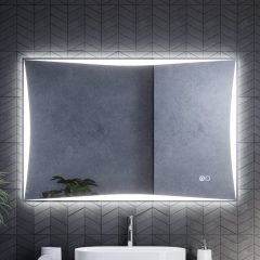   HD Luxor 120x80 cm fali szögletes LED okostükör forgatható, ambient világítással, érintőkapcsolóval és páramentesítő funkcióval