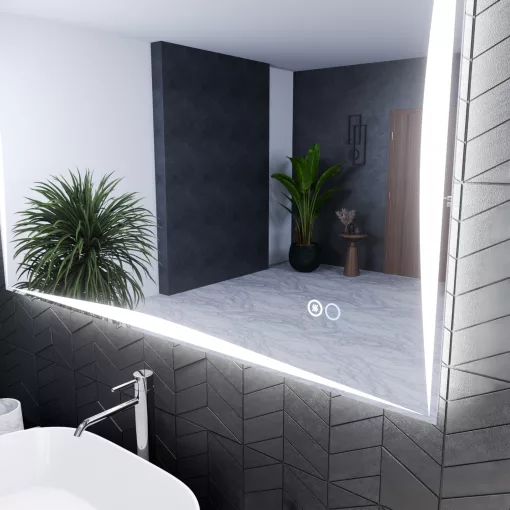 HD Luxor 120x80 cm fali szögletes LED okostükör forgatható, ambient világítással, érintőkapcsolóval és páramentesítő funkcióval