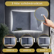 HD Luxor 120x80 cm fali szögletes LED okostükör forgatható, ambient világítással, érintőkapcsolóval és páramentesítő funkcióval