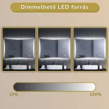 HD Luxor 120x80 cm fali szögletes LED okostükör forgatható, ambient világítással, érintőkapcsolóval és páramentesítő funkcióval
