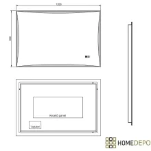 HD Luxor 120x80 cm fali szögletes LED okostükör forgatható, ambient világítással, érintőkapcsolóval és páramentesítő funkcióval