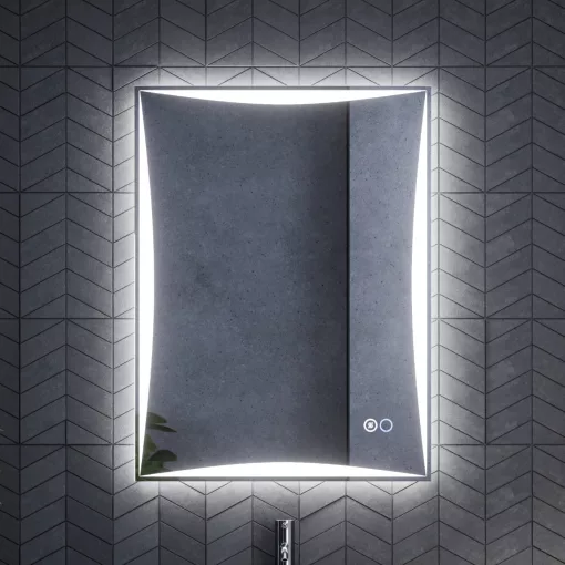 HD Luxor 60x80 cm fali szögletes LED okostükör forgatható, ambient világítással, érintőkapcsolóval és páramentesítő funkcióval