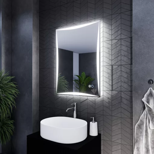HD Luxor 60x80 cm fali szögletes LED okostükör forgatható, ambient világítással, érintőkapcsolóval és páramentesítő funkcióval