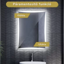 HD Luxor 60x80 cm fali szögletes LED okostükör forgatható, ambient világítással, érintőkapcsolóval és páramentesítő funkcióval
