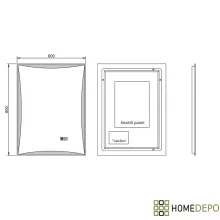 HD Luxor 60x80 cm fali szögletes LED okostükör forgatható, ambient világítással, érintőkapcsolóval és páramentesítő funkcióval