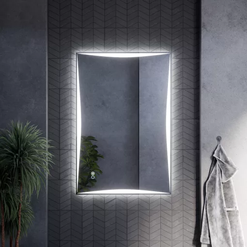 HD Luxor 80x120 cm fali szögletes LED okostükör forgatható, ambient világítással, érintőkapcsolóval és páramentesítő funkcióval