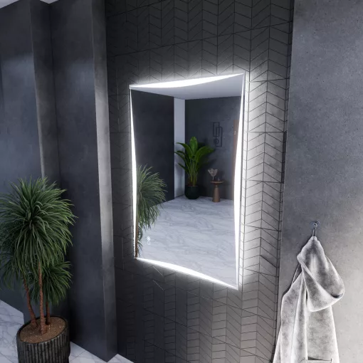 HD Luxor 80x120 cm fali szögletes LED okostükör forgatható, ambient világítással, érintőkapcsolóval és páramentesítő funkcióval