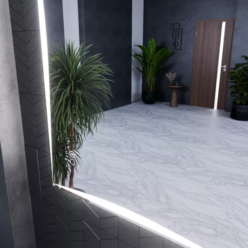 HD Luxor 80x120 cm fali szögletes LED okostükör forgatható, ambient világítással, érintőkapcsolóval és páramentesítő funkcióval