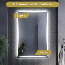 HD Luxor 80x120 cm fali szögletes LED okostükör forgatható, ambient világítással, érintőkapcsolóval és páramentesítő funkcióval