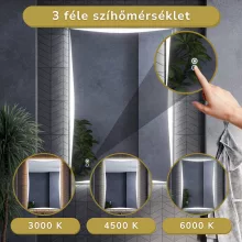 HD Luxor 80x120 cm fali szögletes LED okostükör forgatható, ambient világítással, érintőkapcsolóval és páramentesítő funkcióval