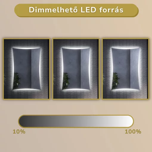 HD Luxor 80x120 cm fali szögletes LED okostükör forgatható, ambient világítással, érintőkapcsolóval és páramentesítő funkcióval