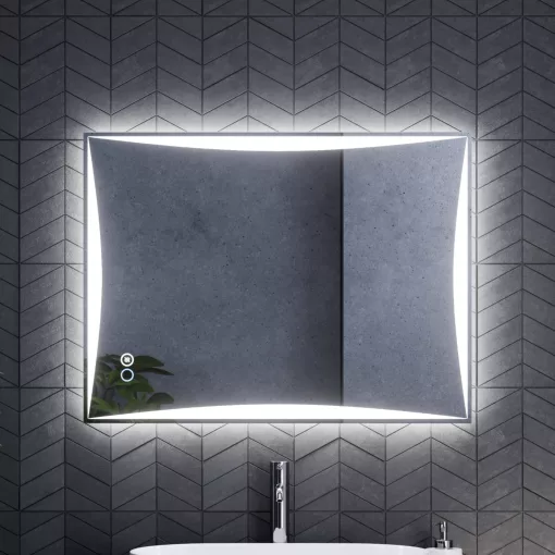HD Luxor 80x60 cm fali szögletes LED okostükör forgatható, ambient világítással, érintőkapcsolóval és páramentesítő funkcióval