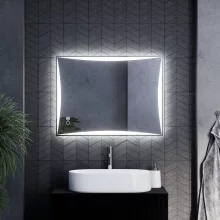 HD Luxor 80x60 cm fali szögletes LED okostükör forgatható, ambient világítással, érintőkapcsolóval és páramentesítő funkcióval