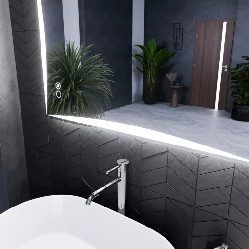 HD Luxor 80x60 cm fali szögletes LED okostükör forgatható, ambient világítással, érintőkapcsolóval és páramentesítő funkcióval