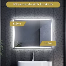 HD Luxor 80x60 cm fali szögletes LED okostükör forgatható, ambient világítással, érintőkapcsolóval és páramentesítő funkcióval