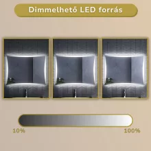 HD Luxor 80x60 cm fali szögletes LED okostükör forgatható, ambient világítással, érintőkapcsolóval és páramentesítő funkcióval