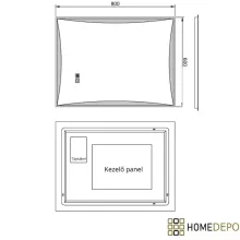HD Luxor 80x60 cm fali szögletes LED okostükör forgatható, ambient világítással, érintőkapcsolóval és páramentesítő funkcióval