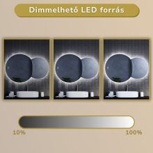 HD Twin 120 cm széles fali szabálytalan alakú LED okostükör forgatható, ambient világítással, érintőkapcsolóval és páramentesítő funkcióval