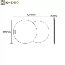 HD Twin 120 cm széles fali szabálytalan alakú LED okostükör forgatható, ambient világítással, érintőkapcsolóval és páramentesítő funkcióval