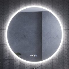   HD Sofia 100 cm széles fali kerek LED okostükör ambient világítással, érintőkapcsolóval, digitális órával és páramentesítő funkcióval