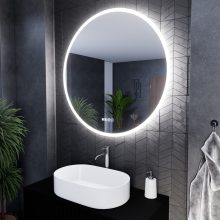HD Sofia 100 cm széles fali kerek LED okostükör ambient világítással, érintőkapcsolóval, digitális órával és páramentesítő funkcióval