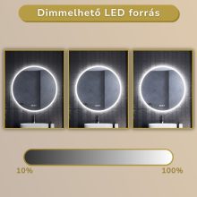 HD Sofia 100 cm széles fali kerek LED okostükör ambient világítással, érintőkapcsolóval, digitális órával és páramentesítő funkcióval