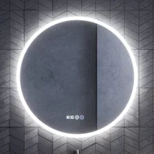 HD Sofia 80 cm széles fali kerek LED okostükör ambient világítással, érintőkapcsolóval, digitális órával és páramentesítő funkcióval