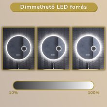 HD Barcelona 70 cm széles fali kerek LED okostükör kozmetikai tükörrel, ambient világítással, érintőkapcsolóval, digitális órával és páramentesítő funkcióval