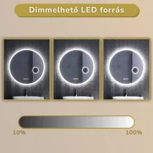 HD Barcelona 80 cm széles fali kerek LED okostükör kozmetikai tükörrel, ambient világítással, érintőkapcsolóval, digitális órával és páramentesítő funkcióval