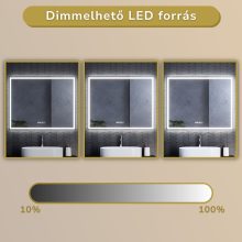 HD Firenze 100 cm széles fali szögletes LED okostükör ambient világítással, érintőkapcsolóval, digitális órával és páramentesítő funkcióval