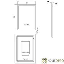 HD Verona 50 cm széles fali szögletes LED okostükör ambient világítással, érintőkapcsolóval, digitális órával és páramentesítő funkcióval