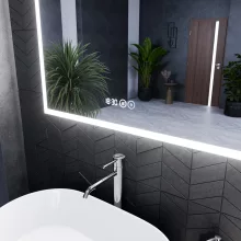 HD Verona 80 cm széles fali szögletes LED okostükör ambient világítással, érintőkapcsolóval, digitális órával és páramentesítő funkcióval