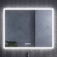 HD Verona 100 cm széles fali szögletes LED okostükör ambient világítással, érintőkapcsolóval, digitális órával és páramentesítő funkcióval