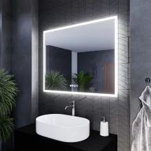 HD Verona 100 cm széles fali szögletes LED okostükör ambient világítással, érintőkapcsolóval, digitális órával és páramentesítő funkcióval