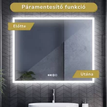 HD Verona 100 cm széles fali szögletes LED okostükör ambient világítással, érintőkapcsolóval, digitális órával és páramentesítő funkcióval