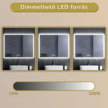 HD Verona 100 cm széles fali szögletes LED okostükör ambient világítással, érintőkapcsolóval, digitális órával és páramentesítő funkcióval