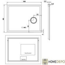 HD Genova 100 cm széles fali szögletes LED okostükör kozmetikai tükörrel, ambient világítással, érintőkapcsolóval, digitális órával és páramentesítő funkcióval