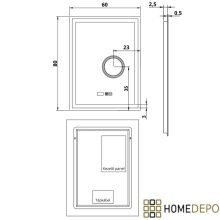 HD Genova 60 cm széles fali szögletes LED okostükör kozmetikai tükörrel, ambient világítással, érintőkapcsolóval, digitális órával és páramentesítő funkcióval