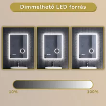 HD Arezzo 60 cm széles fali szögletes LED okostükör kozmetikai tükörrel, ambient világítással, érintőkapcsolóval, digitális órával és páramentesítő funkcióval