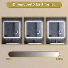 HD Arezzo 80 cm széles fali szögletes LED okostükör kozmetikai tükörrel, ambient világítással, érintőkapcsolóval, digitális órával és páramentesítő funkcióval