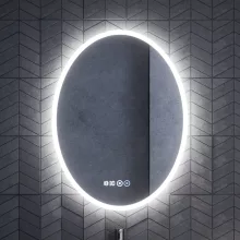 HD York 60 cm széles fali ovális LED okostükör ambient világítással, érintőkapcsolóval, digitális órával és páramentesítő funkcióval