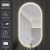 HD Dallas 50 cm széles fali ovális LED okostükör ambient világítással, érintőkapcsolóval, digitális órával és páramentesítő funkcióval