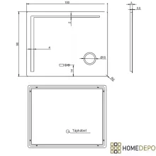 HD Bari 100 cm széles fali szögletes LED okostükör kozmetikai tükörrel, érintőkapcsolóval, digitális órával és páramentesítő funkcióval