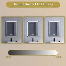 HD Reno Black 60 cm széles fali szögletes LED okostükör fekete kerettel, érintőkapcsolóval, digitális órával és páramentesítő funkcióval