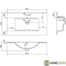 HD HongKong 80 cm széles bútorba építhető fényes fehér kerámia mosdó