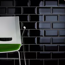 Metro Black 10x20 fényes porcelán falburkolat