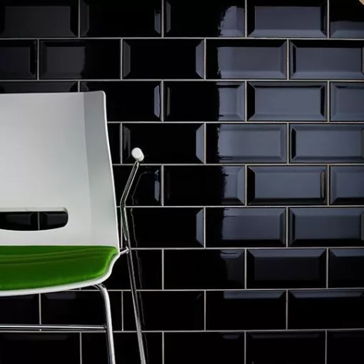 Metro Black 10x20 fényes porcelán falburkolat