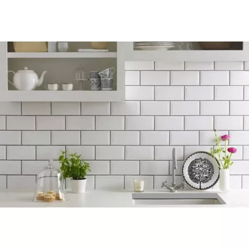 Metro White 10x20 fényes porcelán falburkolat